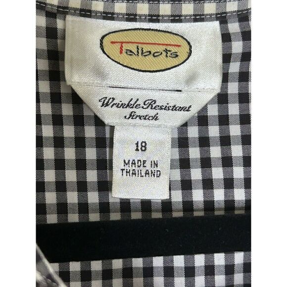 TALBOTS Button Up Plaid Black and White Shirt Size 18 Office Casual - Picture 3 of 3